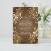 Funkelnd Golden Glam Floral Wedding Begleitkarte (Stehend Vorderseite)