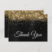 Funkelnd Golden Glitzer Black Satin Ombre Foil Dankeskarte (Vorne/Hinten)