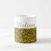 Funkelnd GoldGlitzer-individueller Name Kaffeetasse (Mittel)