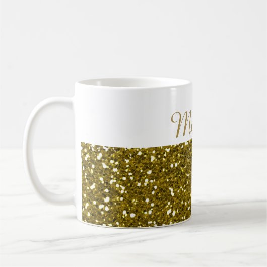 Funkelnd GoldGlitzer-individueller Name Kaffeetasse (Links)