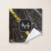 Funkelnd Goldklänge abstrakte Monogram Badhandtuch Set (Waschlappen)