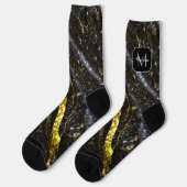 Funkelnd Goldklänge abstrakte Monogram Socken (Linkes Detail)