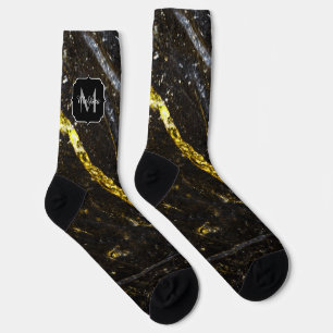 Funkelnd Goldklänge abstrakte Monogram Socken