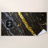 Funkelnd Goldklänge abstrakte Monogram Strandtuch (Vorderseite)