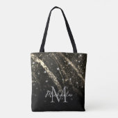 Funkelnd Goldklänge abstrakte Monogram Tasche (Rückseite)