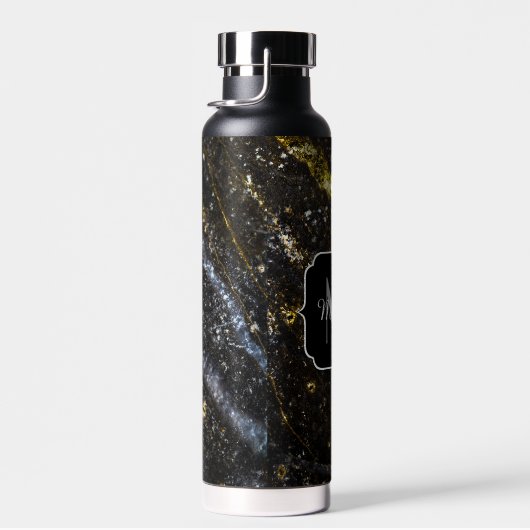 Funkelnd Goldklänge abstrakte Monogram Trinkflasche (Rechts)