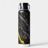 Funkelnd Goldklänge abstrakte Monogram Trinkflasche (Rückseite)