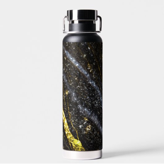 Funkelnd Goldklänge abstrakte Monogram Trinkflasche (Rückseite)