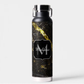 Funkelnd Goldklänge abstrakte Monogram Trinkflasche (Vorne)