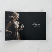 Funkelnd Goldkleid mit schwarzem Hintergrund Gebur Einladung (Innenseite)