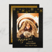 Funkelnd Goldschneeflocke Fotokarte Feiertagspostkarte (Vorne/Hinten)