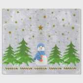 Funkelnd Goldsterne, Schneemann und Grünbäume Geschenkpapier (Flach)