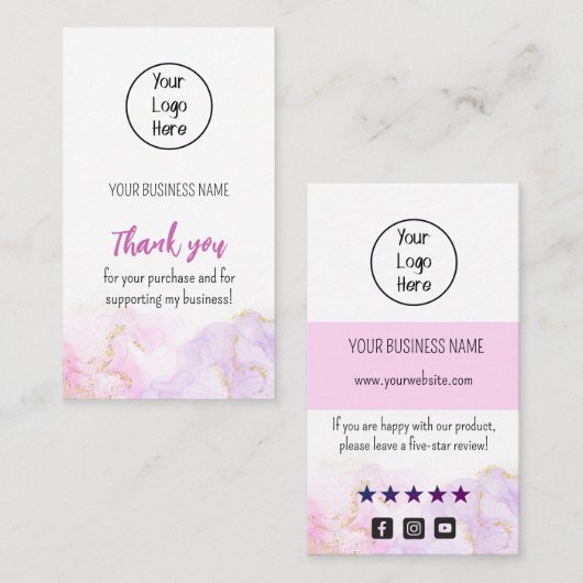 Funkelnd Gradientenrate für Visitenkarten Danke Visitenkarte (Vorne/Hinten)