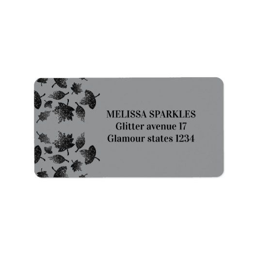 Funkelnd graue silberne Blätter fallen Herbstmuste Adressaufkleber (Vorne)