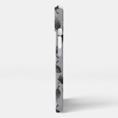 Funkelnd graue silberne Blätter fallen Herbstmuste iPhone Hülle (Linke Seite)