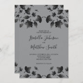 Funkelnd graue silberne Blätter Herbsthochzeit Einladung (Vorne/Hinten)