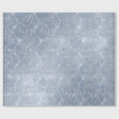 Funkelnd Grey Blue Laurel Floral Silver Diamonds Geschenkpapier (Flach)