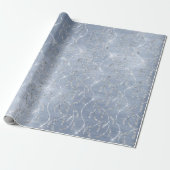 Funkelnd Grey Blue Laurel Floral Silver Diamonds Geschenkpapier (Ungerollt)
