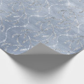 Funkelnd Grey Blue Laurel Floral Silver Diamonds Geschenkpapier (Ecke)