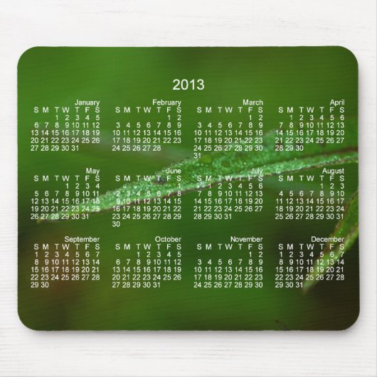 Funkelnd Grün-Blätter; Kalender 2013 Mousepad (Vorne)