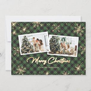 Funkelnd grüne Goldschneeflocken Foto Weihnachten