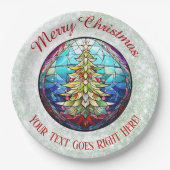 Funkelnd Grüner Glitzer Gesteinigter Glasweihnacht Pappteller (Vorderseite)