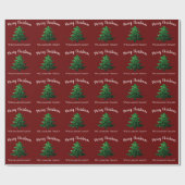 Funkelnd grüner Weihnachtsbaum dunkelrot Persönlic Geschenkpapier (Flach)