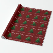 Funkelnd grüner Weihnachtsbaum dunkelrot Persönlic Geschenkpapier (Ungerollt)