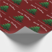 Funkelnd grüner Weihnachtsbaum dunkelrot Persönlic Geschenkpapier (Ecke)
