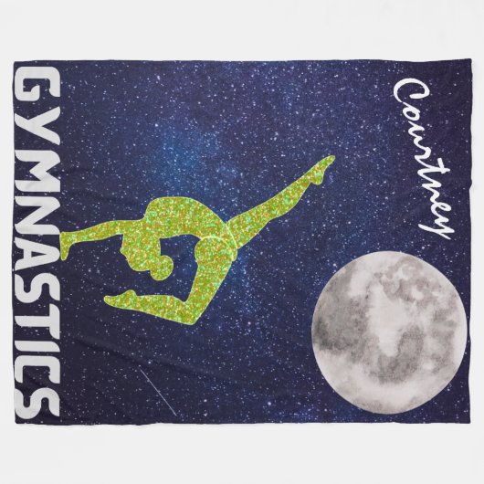 Funkelnd Gymnast im Weltraum am Mond Fleecedecke (Vorderseite (Horizontal))