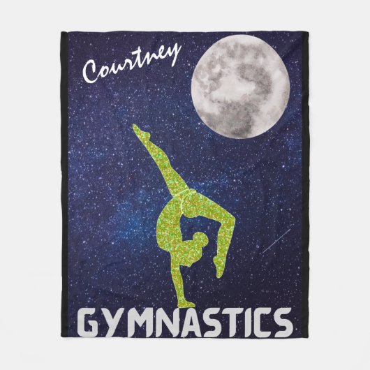 Funkelnd Gymnast im Weltraum am Mond Fleecedecke (Vorderseite)