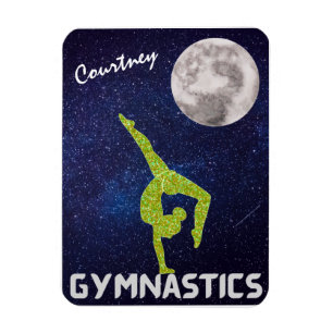 Funkelnd Gymnast im Weltraum am Mond Magnet