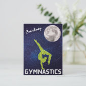 Funkelnd Gymnast im Weltraum am Mond Postkarte (Stehend Vorderseite)