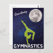 Funkelnd Gymnast im Weltraum am Mond Postkarte (Vorne/Hinten)