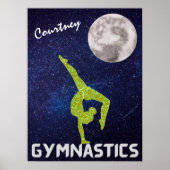 Funkelnd Gymnast im Weltraum durch das Mondplakat Poster (Vorne)