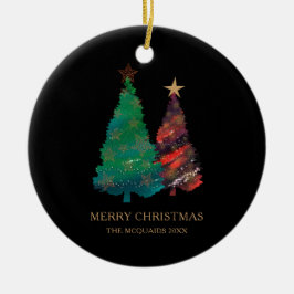 Funkelnd, handgemalte Weihnachtsbäume Keramik Ornament