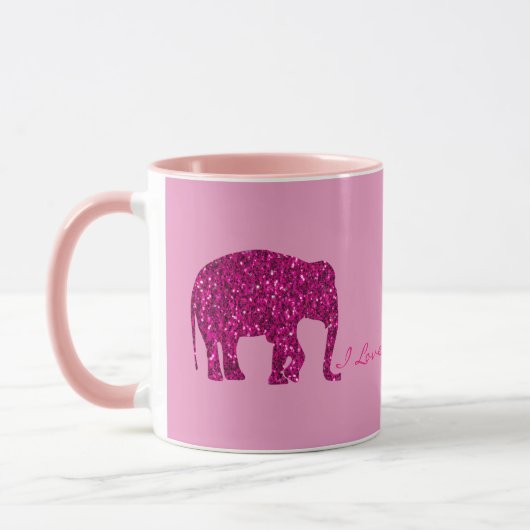Funkelnd, heiß rosa Elefant Imitate Glitzern auf r Tasse (Links)