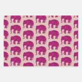 Funkelnd, heiß rosa Elefantenmuster auf der Rose Geschenkpapier Set (Vorderseite 2)