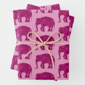 Funkelnd, heiß rosa Elefantenmuster Geschenkpapier Set (Beispiel)