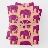 Funkelnd, heiß rosa Elefantenmuster - Glitzern Geschenkpapier Set (Beispiel)