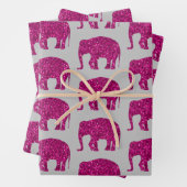 Funkelnd, heiß rosa Elefantenmuster grau Geschenkpapier Set (Beispiel)