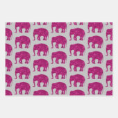 Funkelnd, heiß rosa Elefantenmuster grau Geschenkpapier Set (Vorderseite)