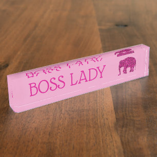Funkelnd, heiß rosa Elephant Imitate funkeln Boss  Namensplakette