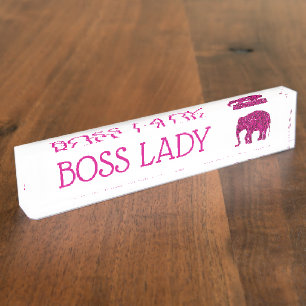 Funkelnd, heiß rosa Elephant Imitate funkeln Boss Namensplakette