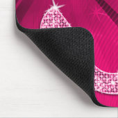 Funkelnd heißes Rosa-Musiknote u. Stilett-Ferse Mousepad (Ecke)