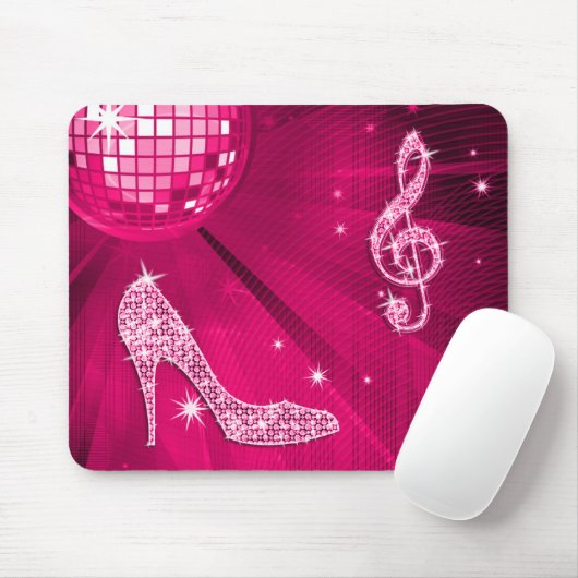 Funkelnd heißes Rosa-Musiknote u. Stilett-Ferse Mousepad (Mit Mouse)