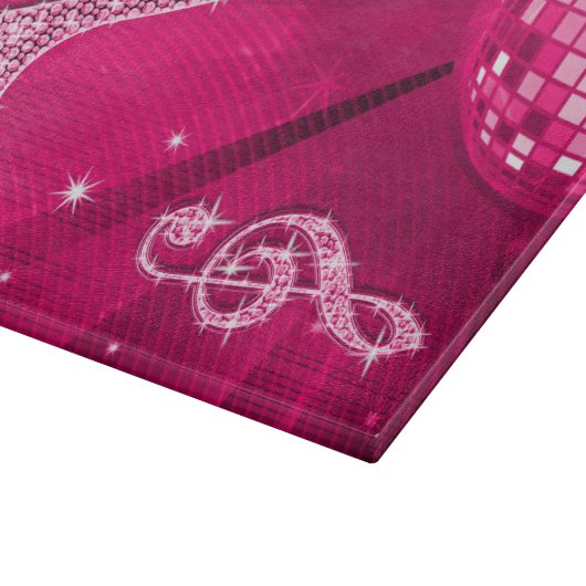 Funkelnd heißes Rosa-Musiknote u. Stilett-Ferse Schneidebrett (Ecke)
