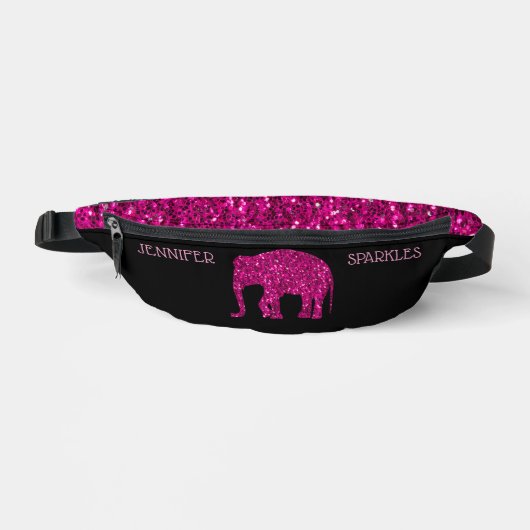 Funkelnd heißrosa Elephant Individuelle Name schwa Bauchtasche (Vorderseite)