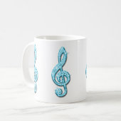 Funkelnd hellblaue Musiknote Kaffeetasse (Vorderseite Links)