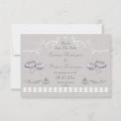 Funkelnd Hochzeitssandalen und Herz Save the Date (Rückseite)